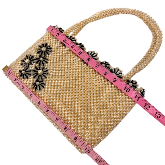 Vintage Floral Faux Pearl and Acrylic Beaded Evening Cocktail Wedding Bag EUC - Picture 12 of 13